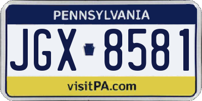 PA license plate JGX8581