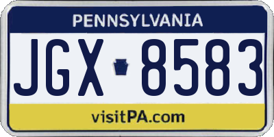PA license plate JGX8583