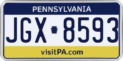 PA license plate JGX8593