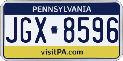 PA license plate JGX8596