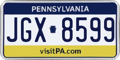 PA license plate JGX8599