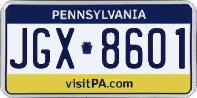 PA license plate JGX8601