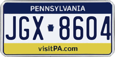 PA license plate JGX8604