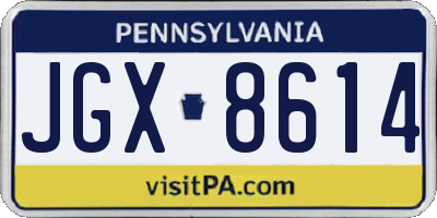 PA license plate JGX8614