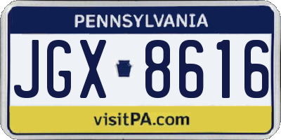 PA license plate JGX8616