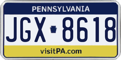 PA license plate JGX8618