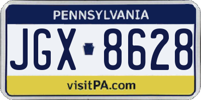 PA license plate JGX8628