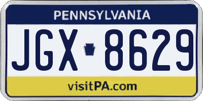 PA license plate JGX8629