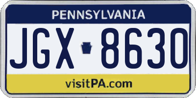 PA license plate JGX8630