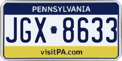 PA license plate JGX8633