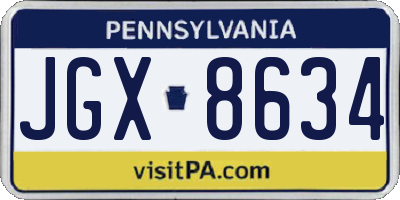 PA license plate JGX8634