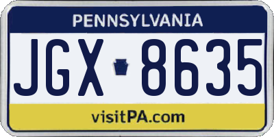 PA license plate JGX8635
