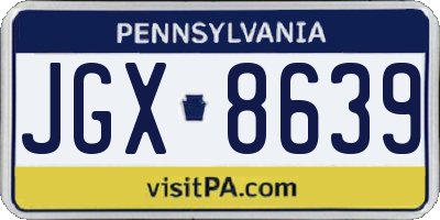 PA license plate JGX8639
