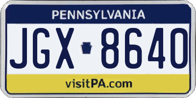 PA license plate JGX8640