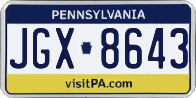 PA license plate JGX8643