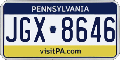 PA license plate JGX8646
