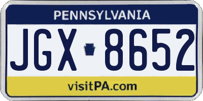 PA license plate JGX8652