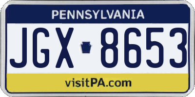 PA license plate JGX8653