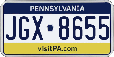 PA license plate JGX8655