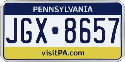 PA license plate JGX8657