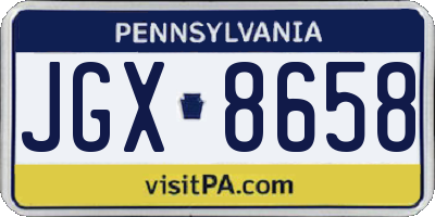 PA license plate JGX8658