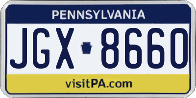 PA license plate JGX8660