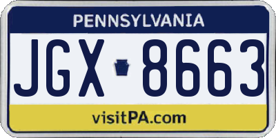 PA license plate JGX8663