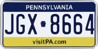 PA license plate JGX8664