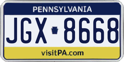 PA license plate JGX8668