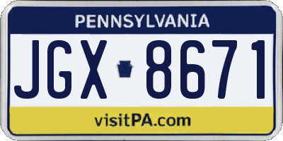 PA license plate JGX8671