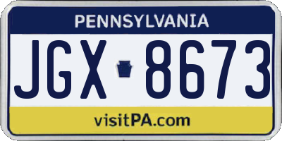 PA license plate JGX8673