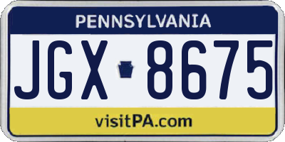 PA license plate JGX8675