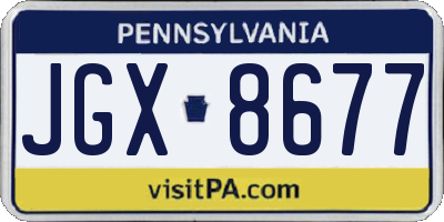 PA license plate JGX8677