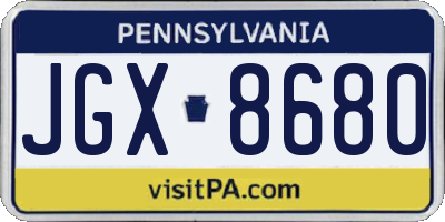 PA license plate JGX8680