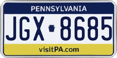 PA license plate JGX8685