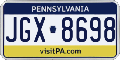 PA license plate JGX8698