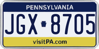 PA license plate JGX8705