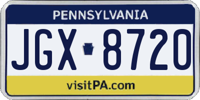 PA license plate JGX8720