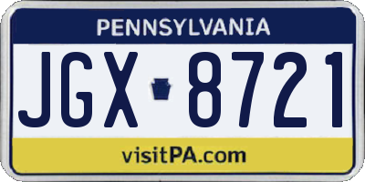 PA license plate JGX8721