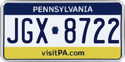 PA license plate JGX8722