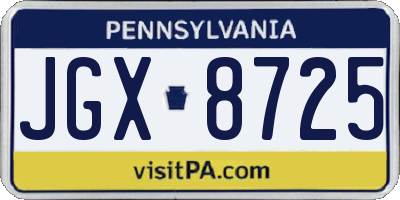 PA license plate JGX8725