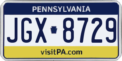 PA license plate JGX8729