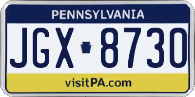 PA license plate JGX8730