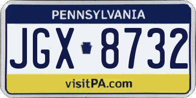 PA license plate JGX8732