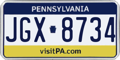 PA license plate JGX8734