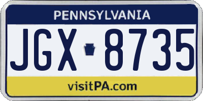 PA license plate JGX8735