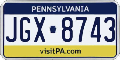 PA license plate JGX8743