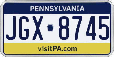 PA license plate JGX8745