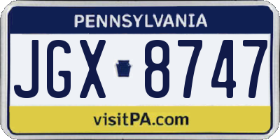 PA license plate JGX8747