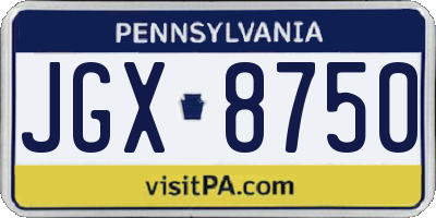 PA license plate JGX8750